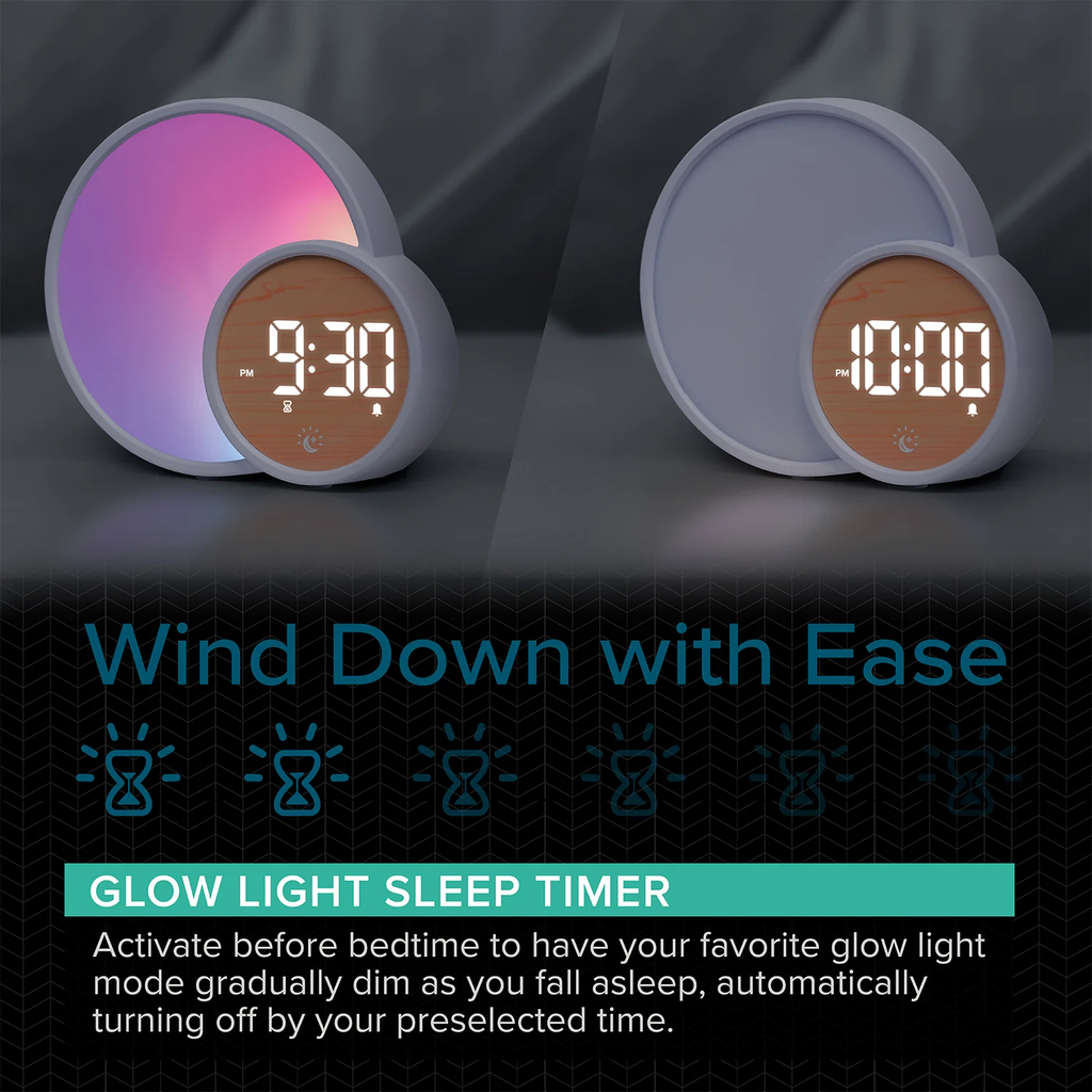 Round Multicolor Glow Wake Up Digital Alarm Clock