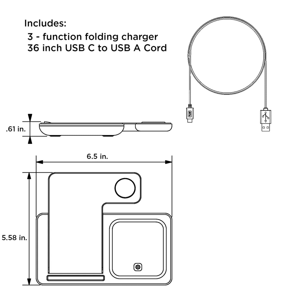 Foldable 3-in-1 Multi-Device Wireless Charging Station