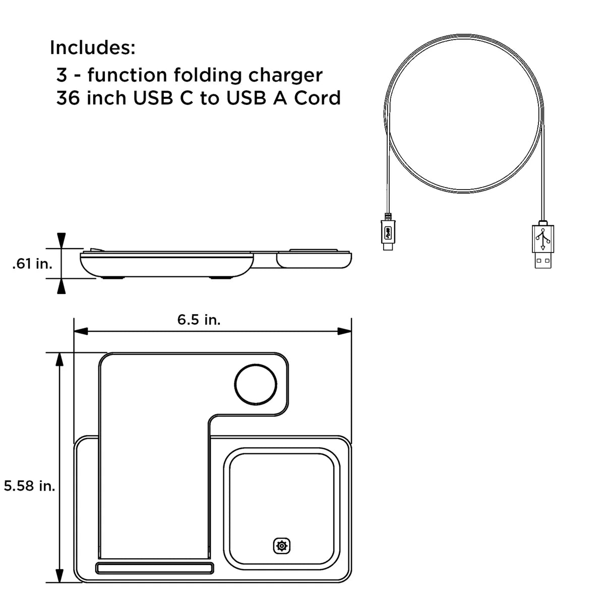Foldable 3-in-1 Multi-Device Wireless Charging Station
